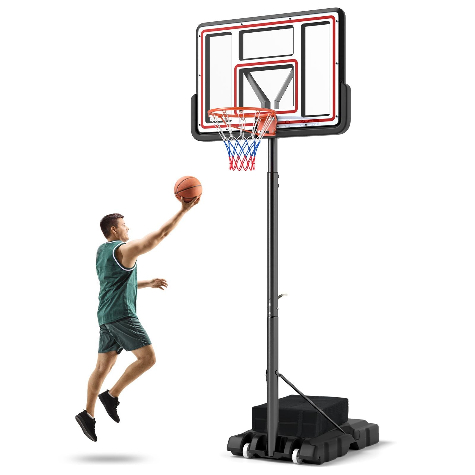 225-305Cm Portable Basketball Hoop Adjustable Basketball Goal System
