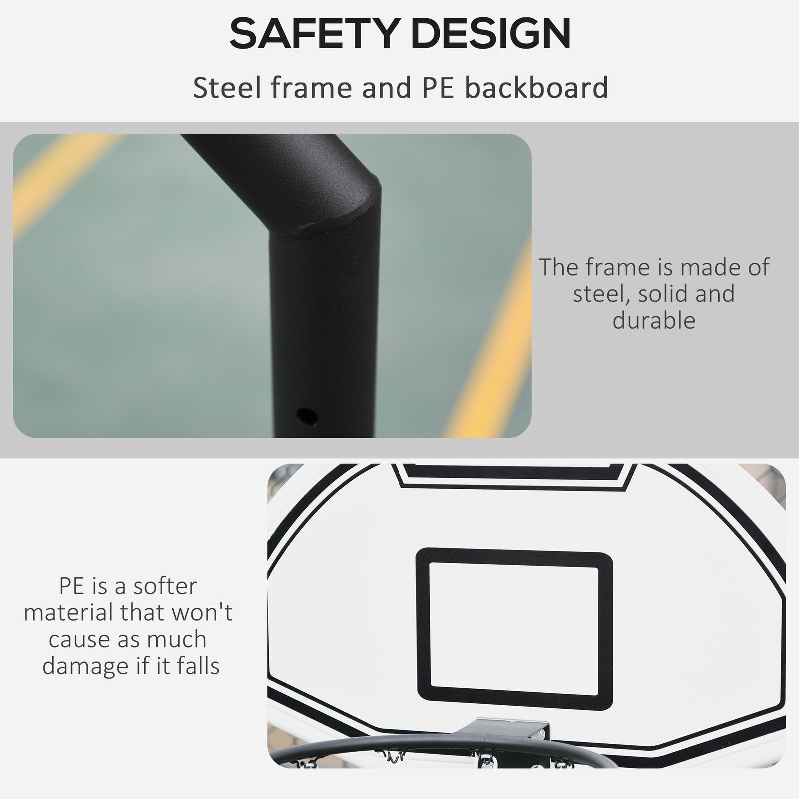 94-123Cm Height Adjustable Basketball Stand for Adults, Black