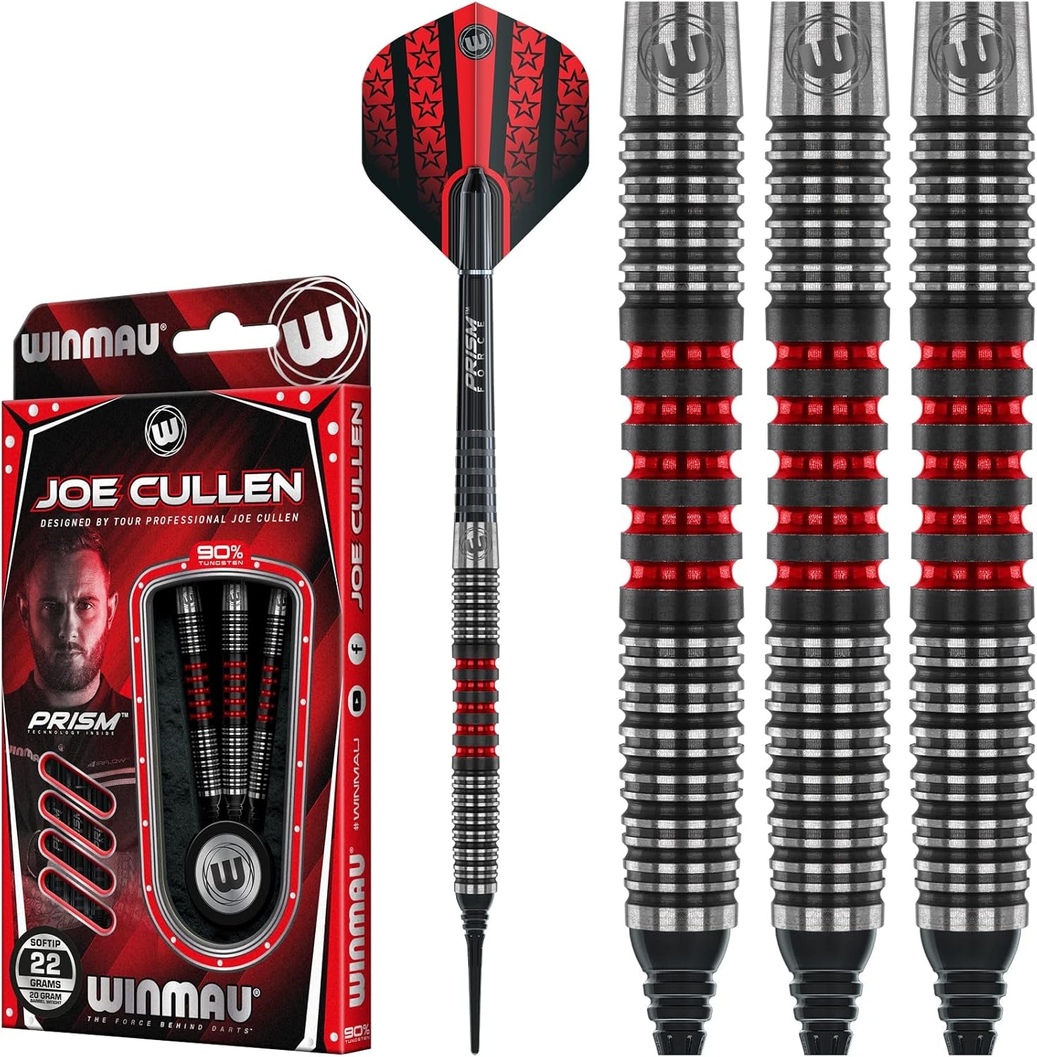- Joe Cullen Special Edition - 90% Tungsten Darts - Professional Darts Set with Dart Flights and Shafts – Available in Soft Tip 18G & 20G and Steel Tip 21G, 23G & 25G