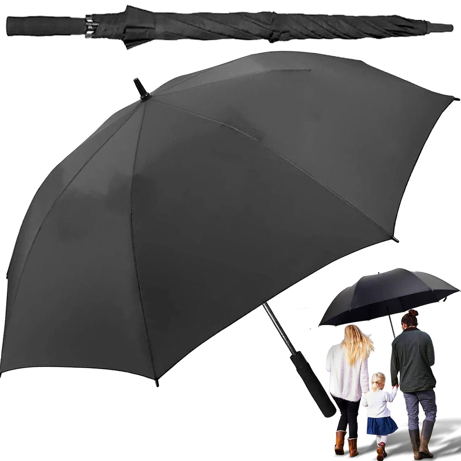 152Cm Extra Large Golf Umbrella DELUXE Windproof Automatic Auto Open Strong UK