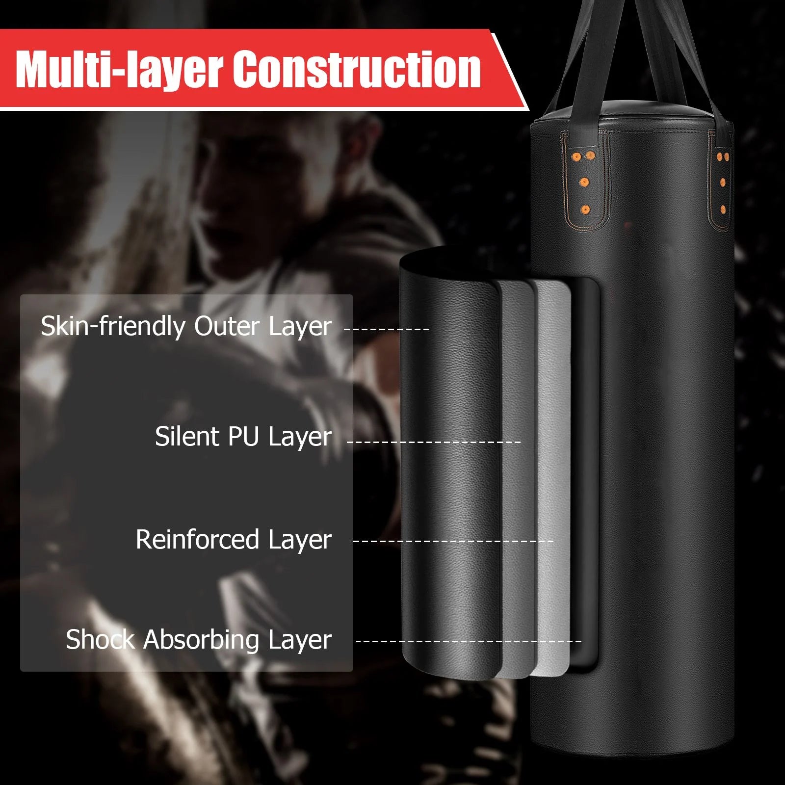 4-In-1 Hanging Boxing Bag Set with 12OZ Boxing Gloves