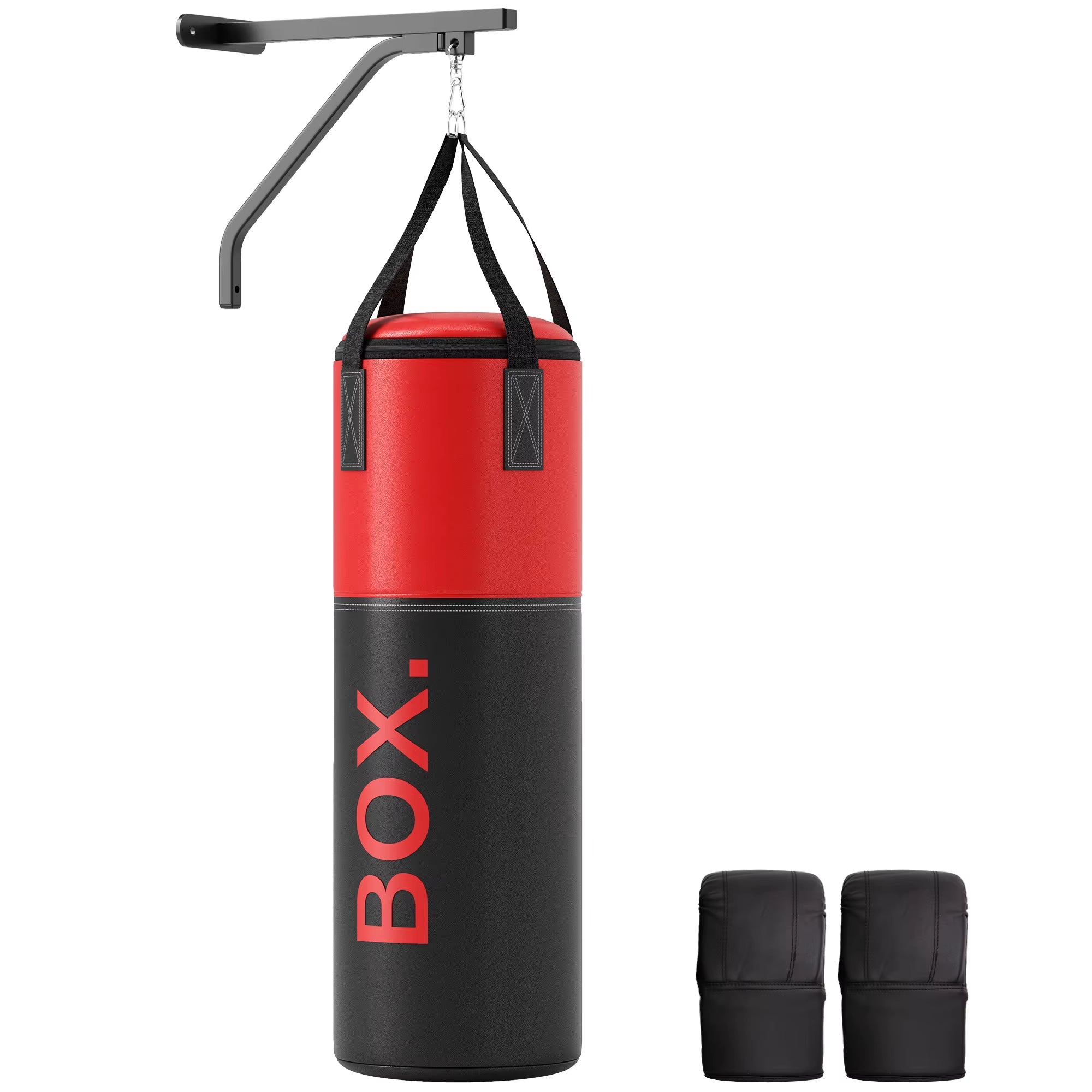 3Ft Unfilled Punching Bag Set with Boxing Bag Bracket, Heavy Bag with Boxing Gloves, Hand Wraps, 360° Swivel Hook