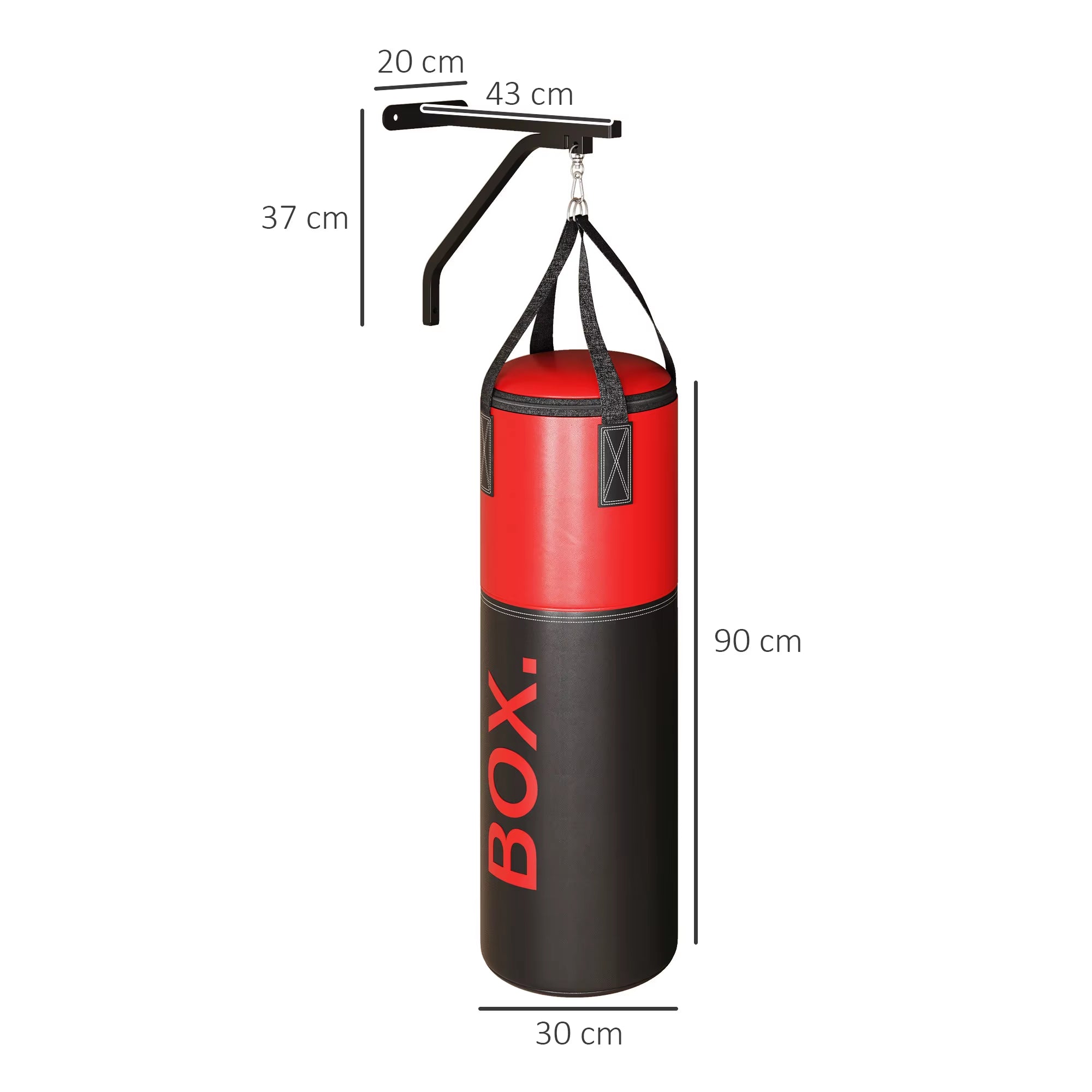 3Ft Unfilled Punching Bag Set with Boxing Bag Bracket, Heavy Bag with Boxing Gloves, Hand Wraps, 360° Swivel Hook