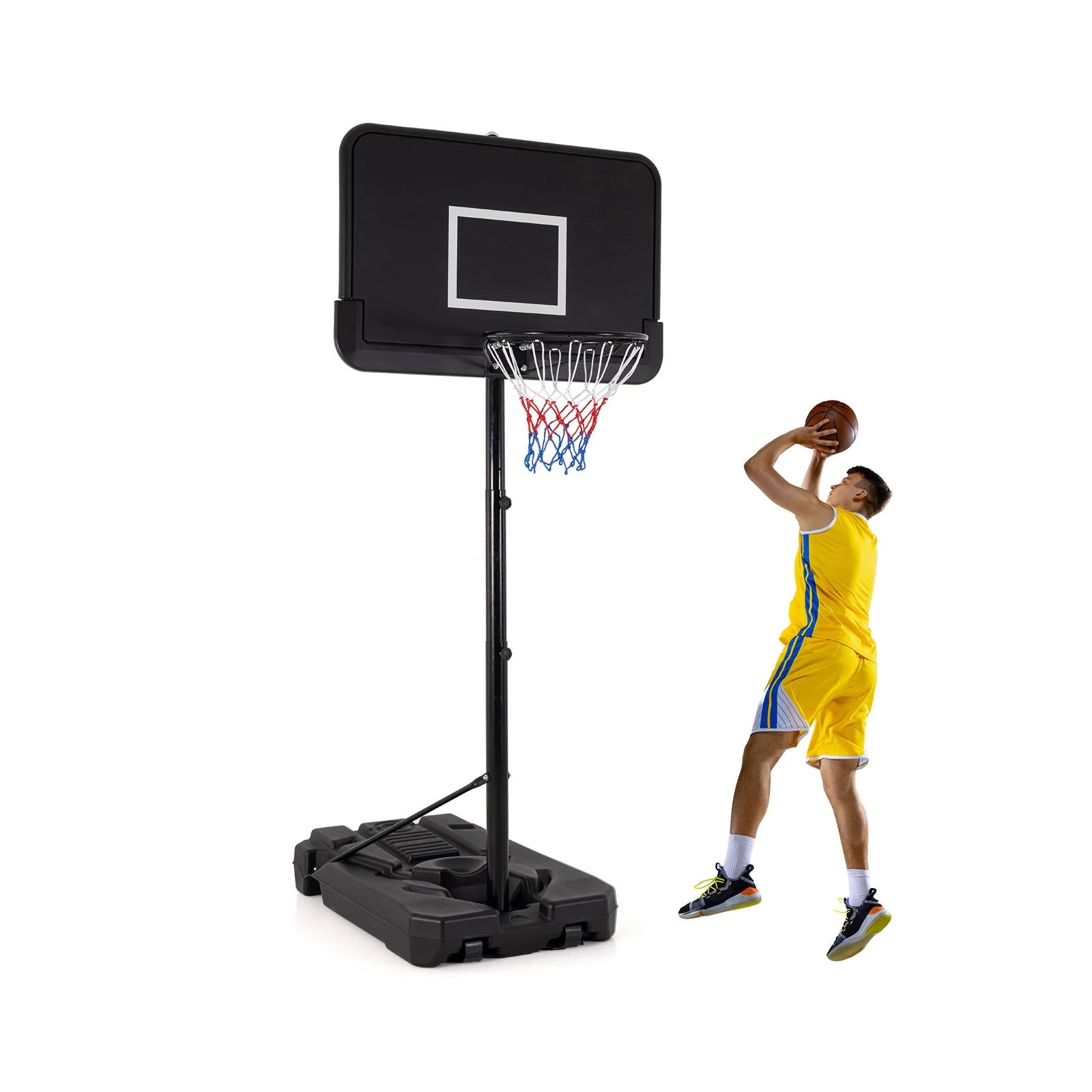 2.6-3.65 M Adjustable Portable Basketball Hoop with Shatterproof Backboard