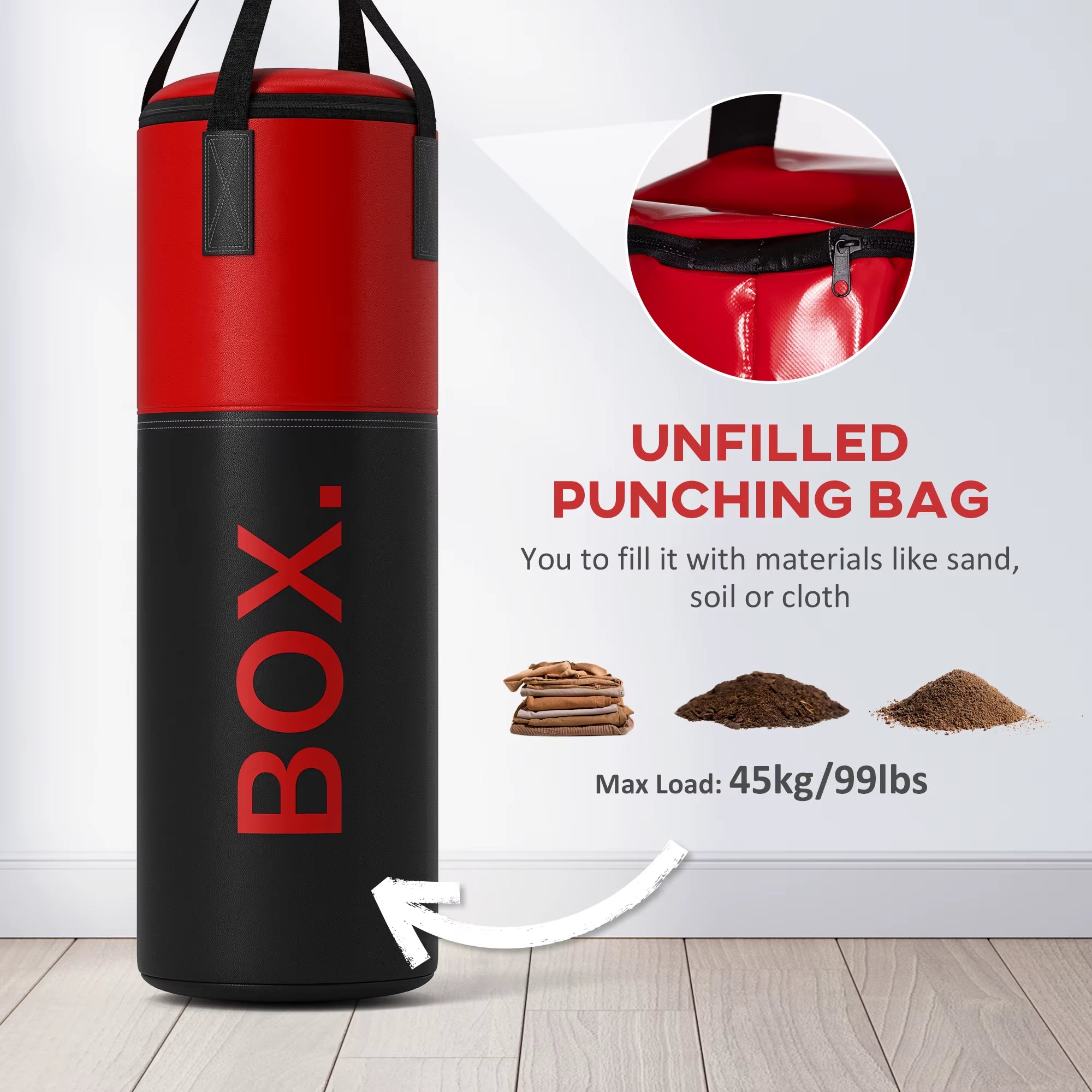 3Ft Unfilled Punching Bag Set with Boxing Bag Bracket, Heavy Bag with Boxing Gloves, Hand Wraps, 360° Swivel Hook