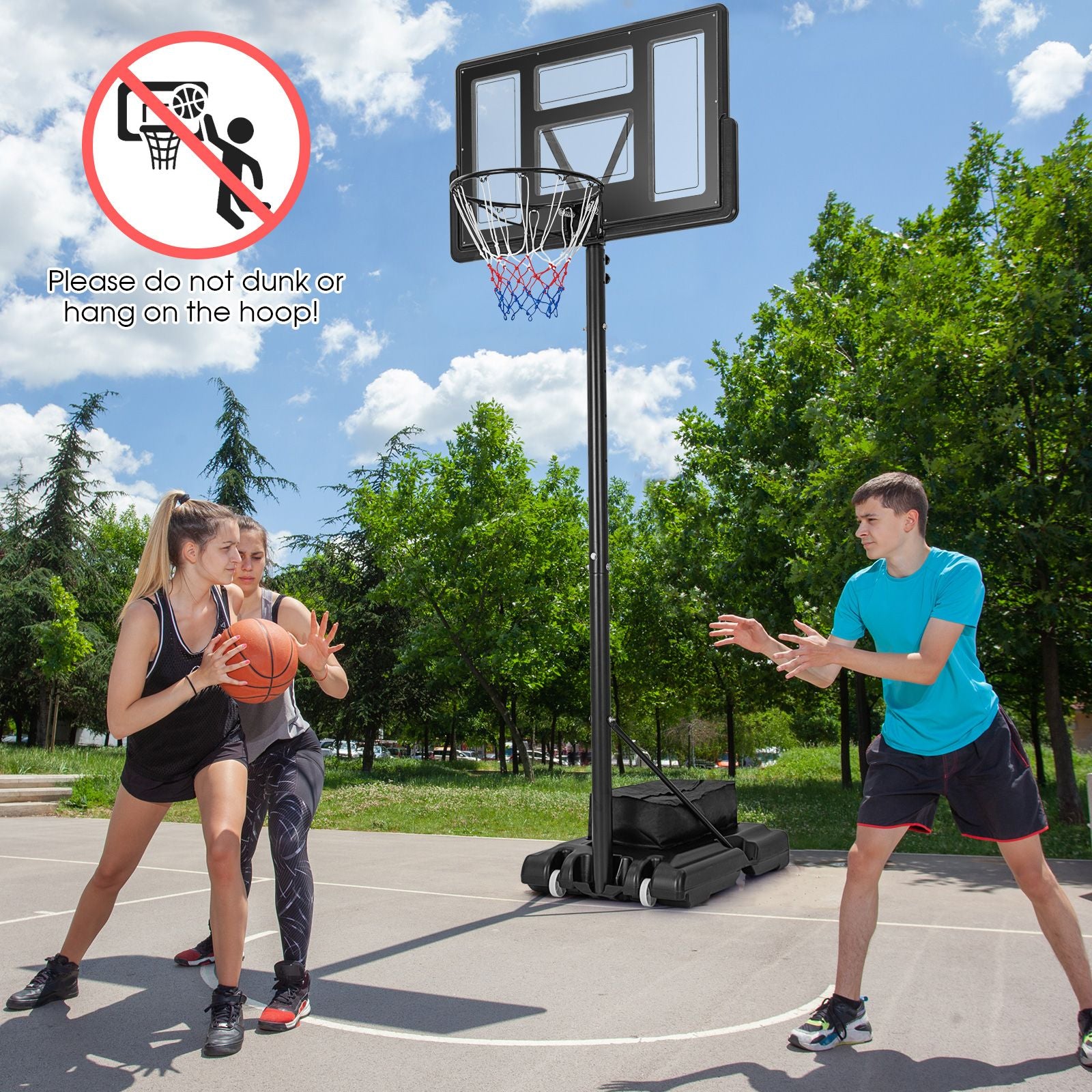 11-Level Portable Adjustable Basketball Hoop and Goals System with Build-In Wheels