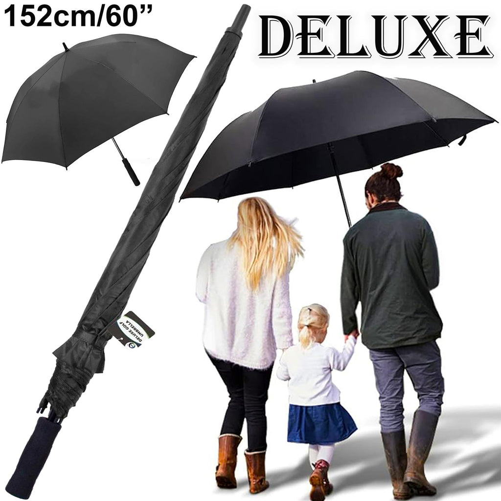 152Cm Extra Large Golf Umbrella DELUXE Windproof Automatic Auto Open Strong UK